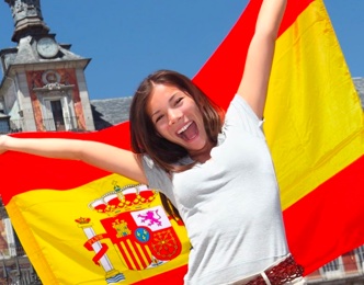 Girl with Spanish flag