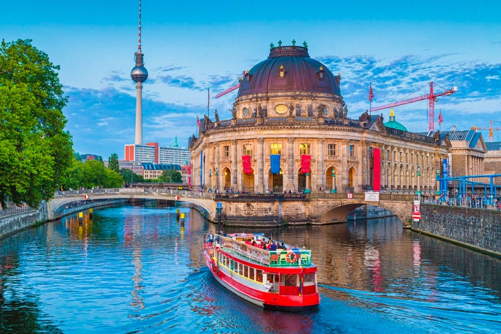 Boat on river in Berlin