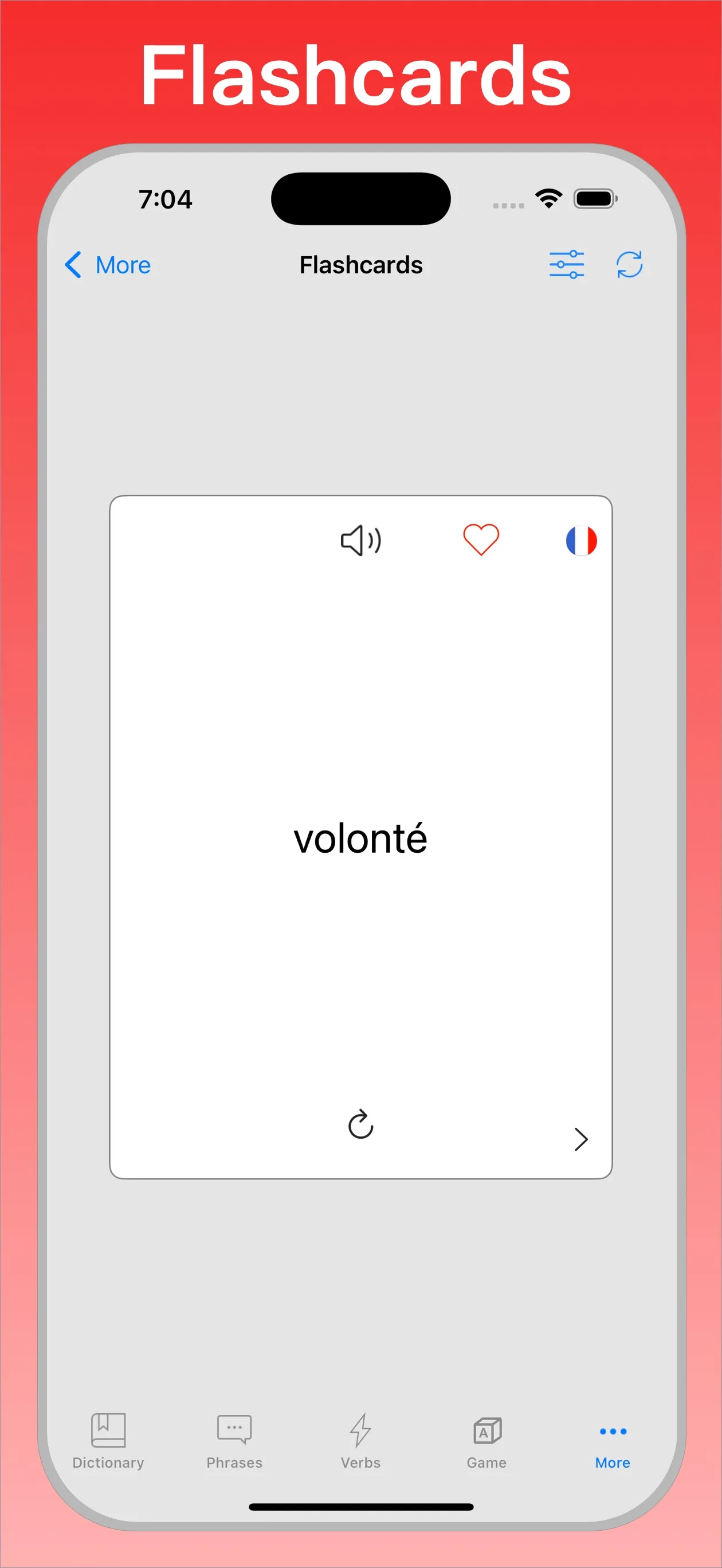 French English Dictionary + flashcards on iPhone