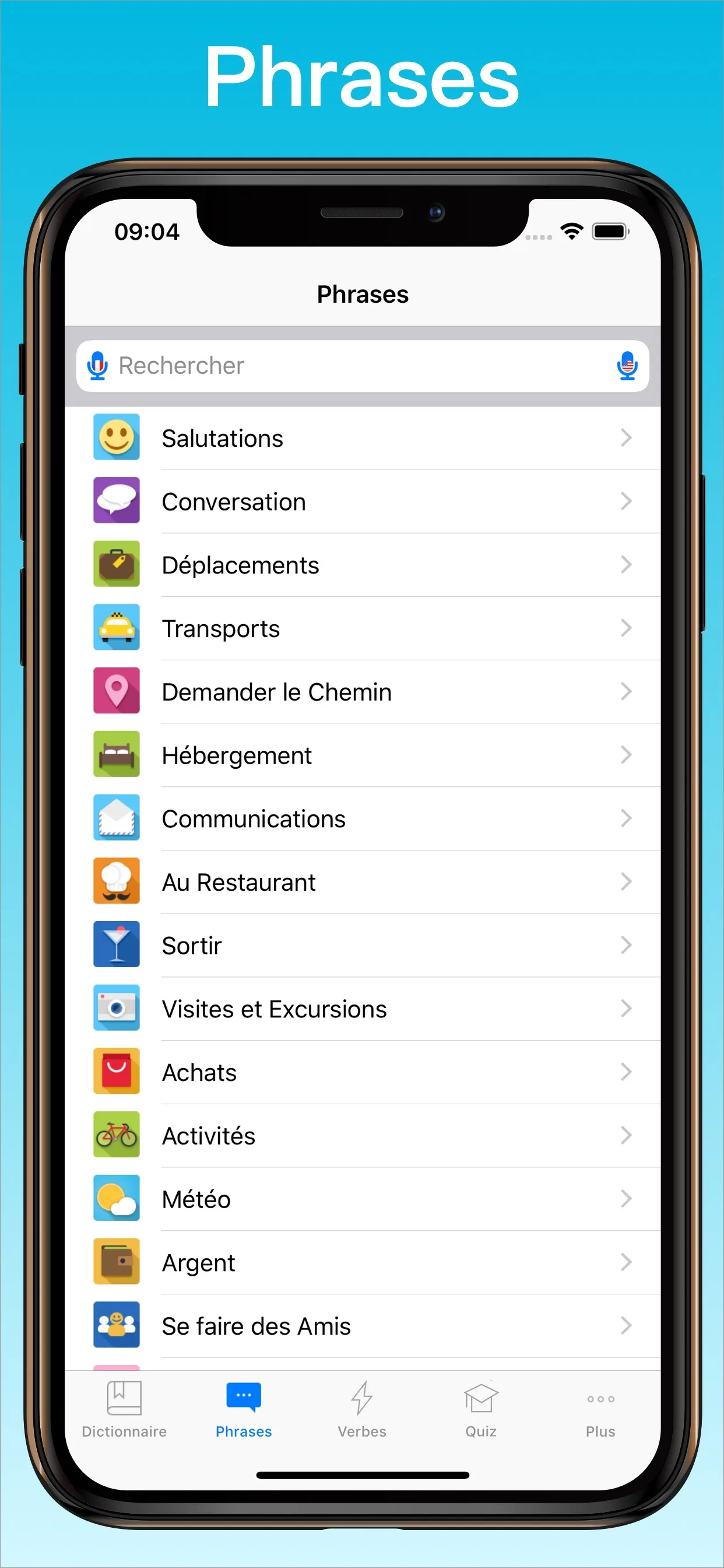 Dictionnaire Anglais Français + phrases sur iPhone