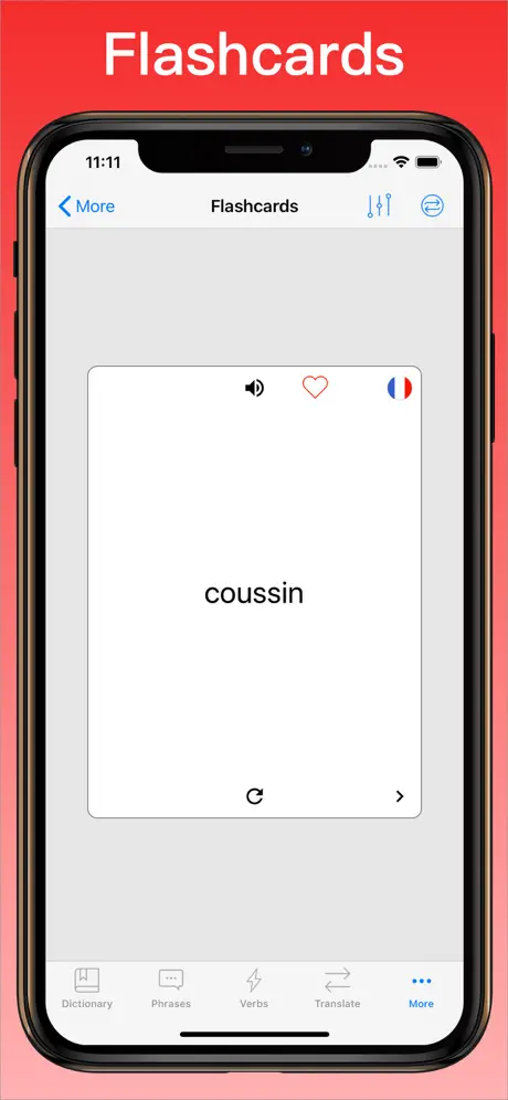 French Translator Dictionary + flashcards on iPhone
