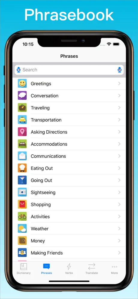French Translator Dictionary + phrasebook on iPhone