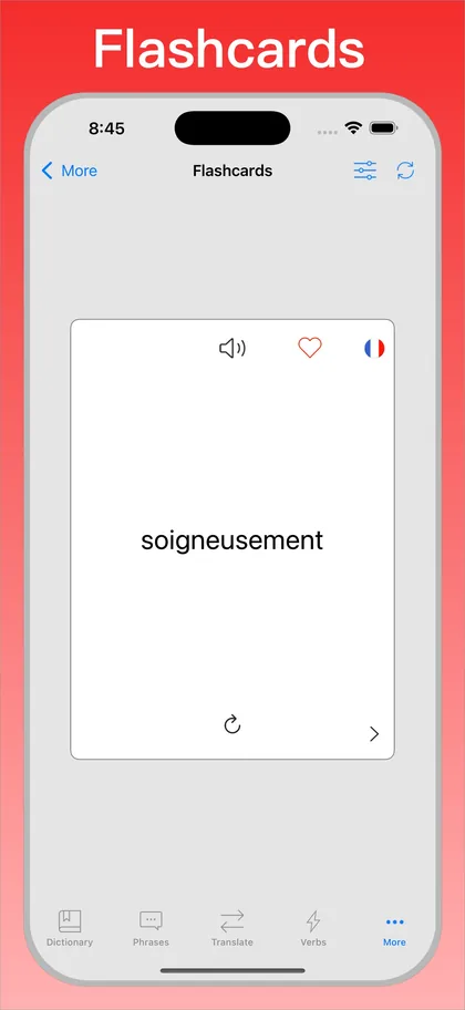 French Translator Dictionary + flashcards on iPhone