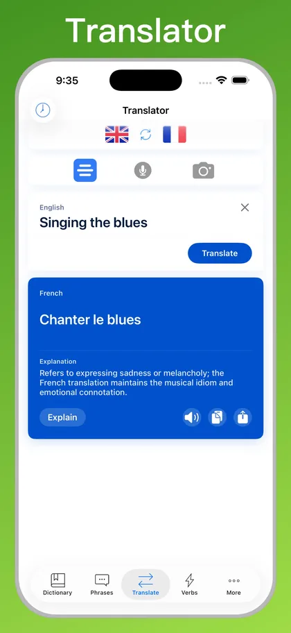 French Translator Dictionary + text translator on iPhone