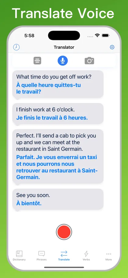 French Translator Dictionary + voice translator on iPhone