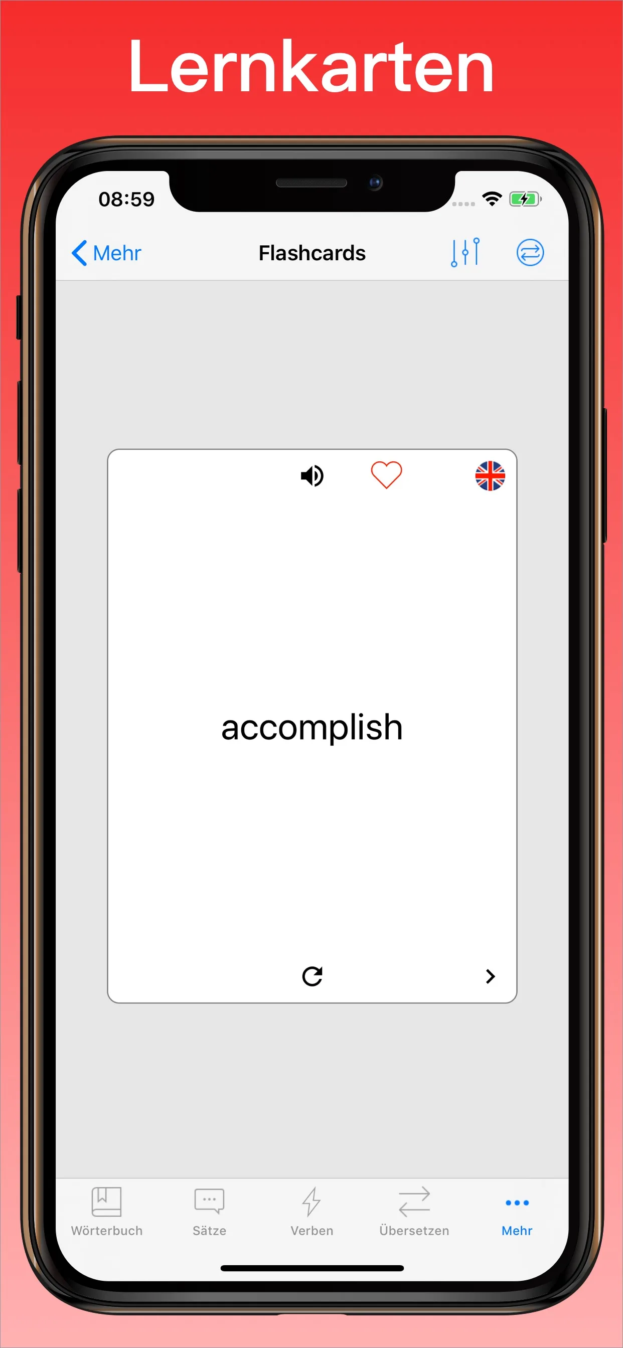 Englisch Wörterbuch + Lernkarten auf dem iPhone