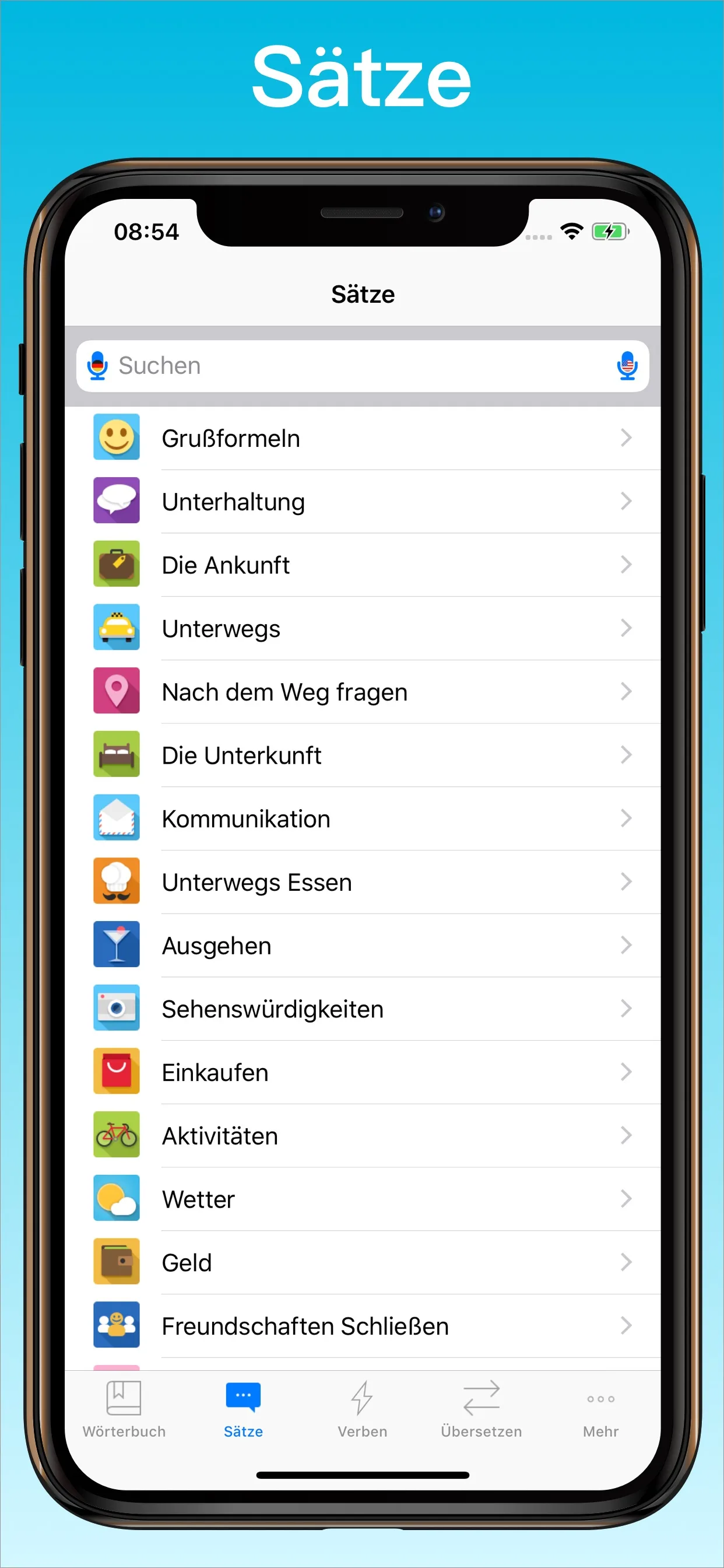 Englisch Wörterbuch + Sätze auf dem iPhone
