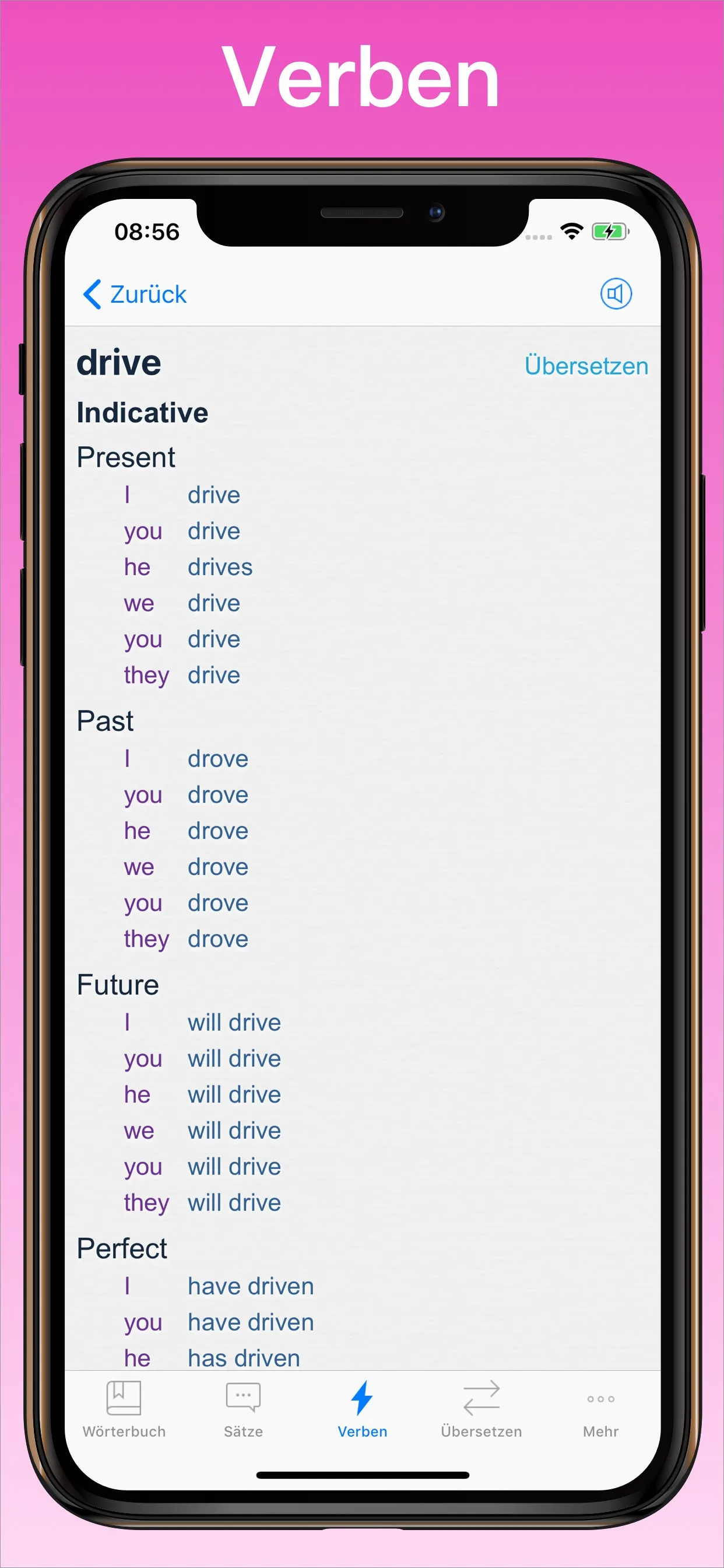 Englisch Wörterbuch + Verb-Konjugator auf dem iPhone
