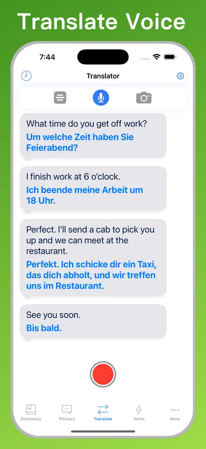 German Translator Dictionary + voice translator on iPhone