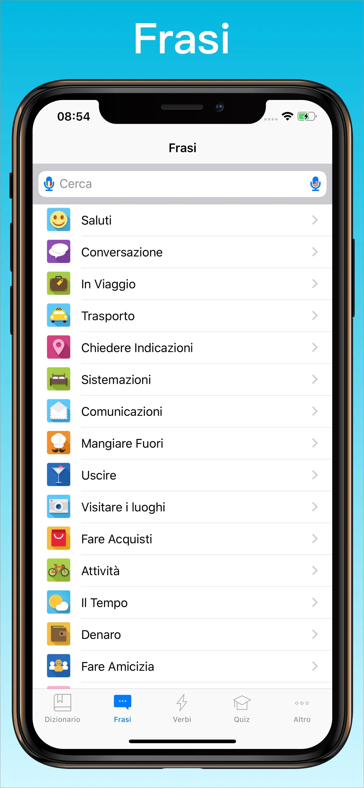 Dizionario Inglese Italiano + frasario su iPhone