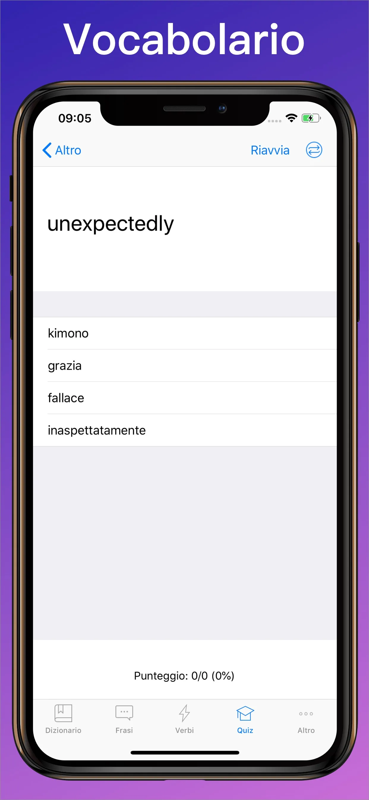 Dizionario Inglese Italiano + quiz di vocabolario su iPhone