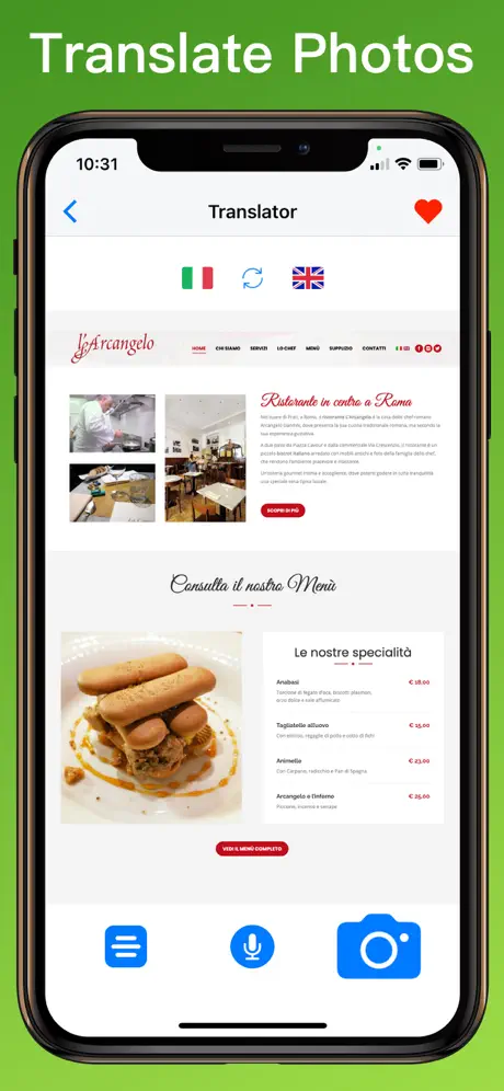 Traduttore Inglese Italiano + photo translator on iPhone