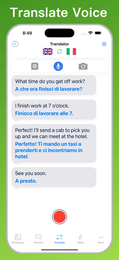 Italian Translator + voice translator on iPhone