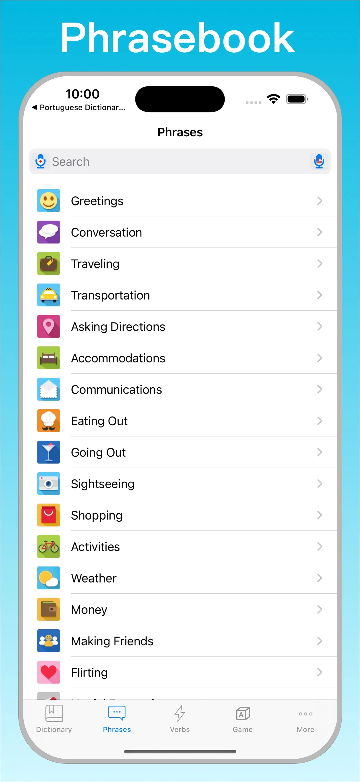 Japanese English Dictionary + phrasebook on iPhone