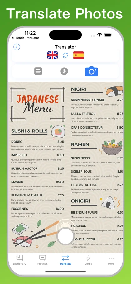 Japanese Translator + photo translator on iPhone