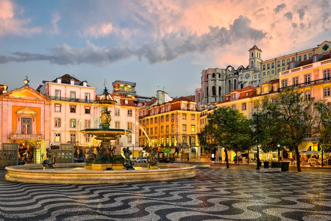 Lisbon fountain during travel in Portugal
