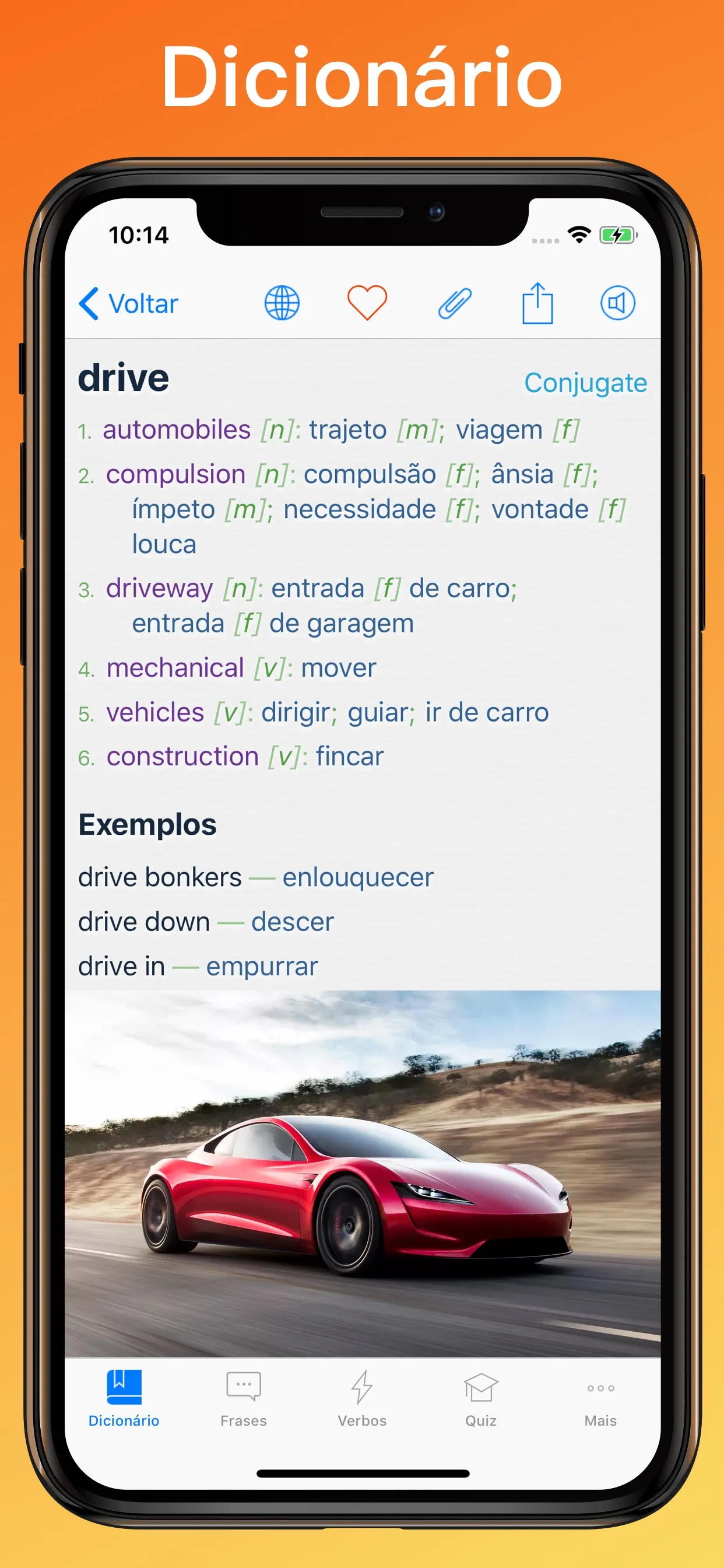 Dicionário Inglês Português + entrada de dicionário no iPhone