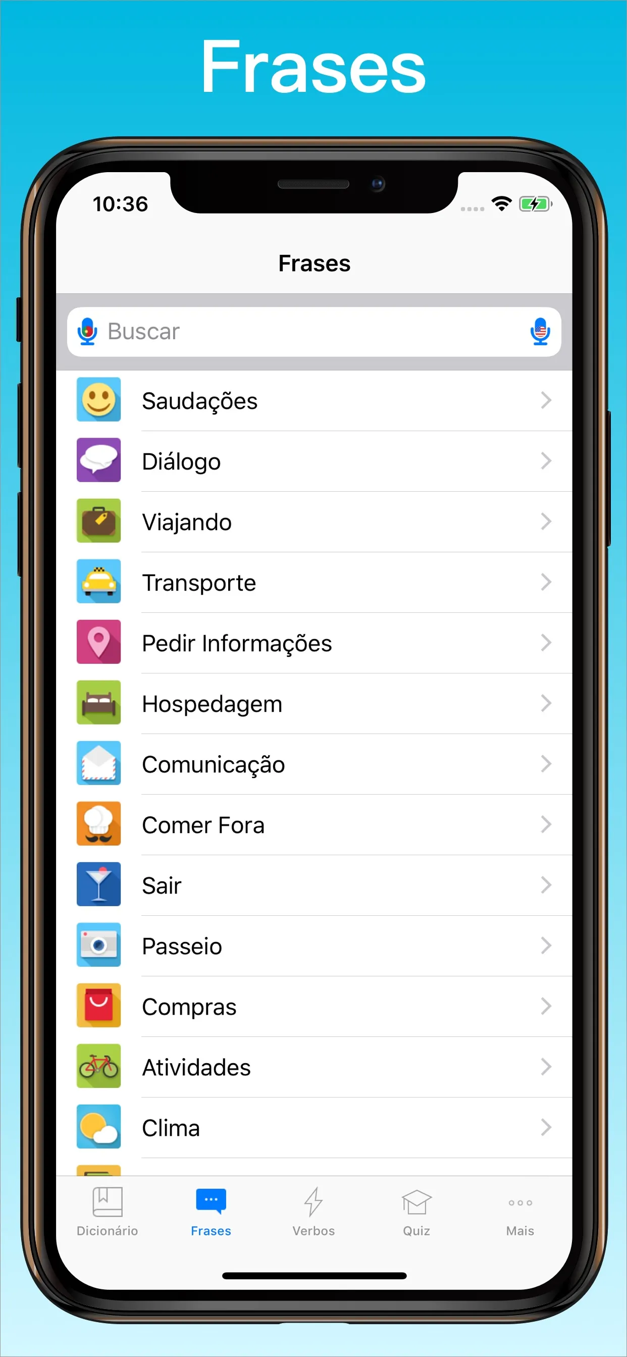 Dicionário Inglês Português + frases no iPhone
