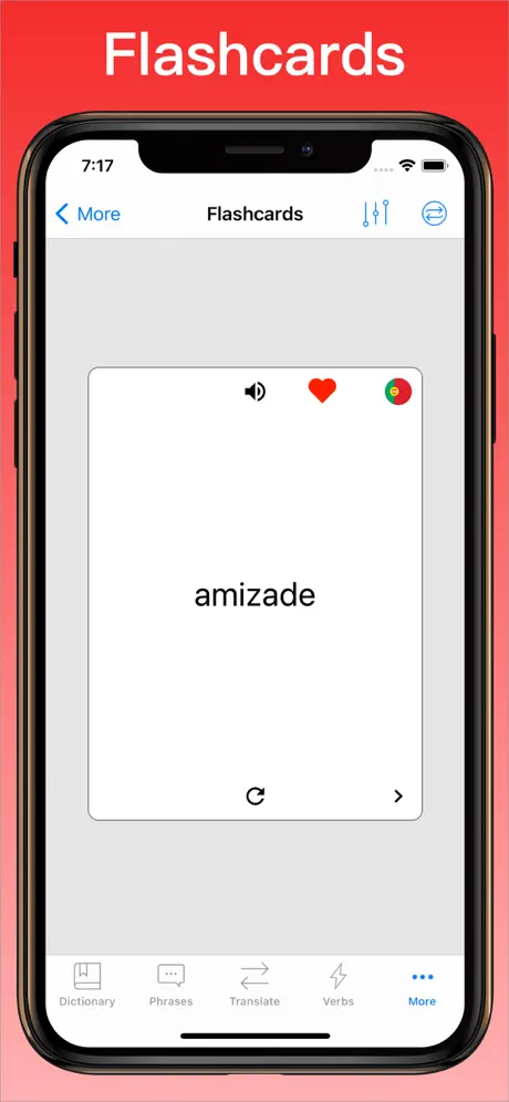 Portuguese Translator + flashcards on iPhone