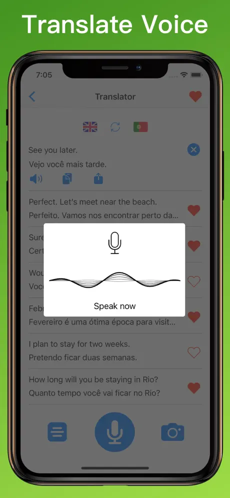 Portuguese Translator + voice translator on iPhone