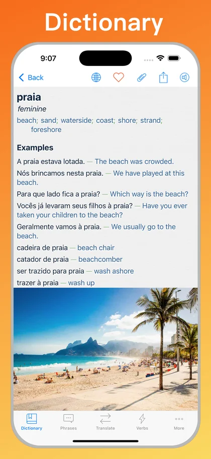Portuguese Translator + dictionary on iPhone