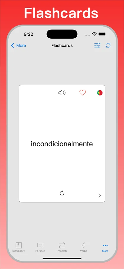 Portuguese Translator + flashcards on iPhone