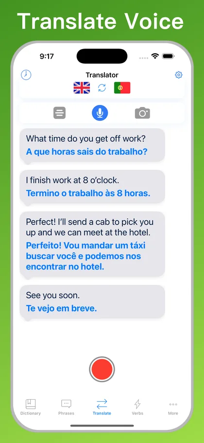 Portuguese Translator + voice translator on iPhone