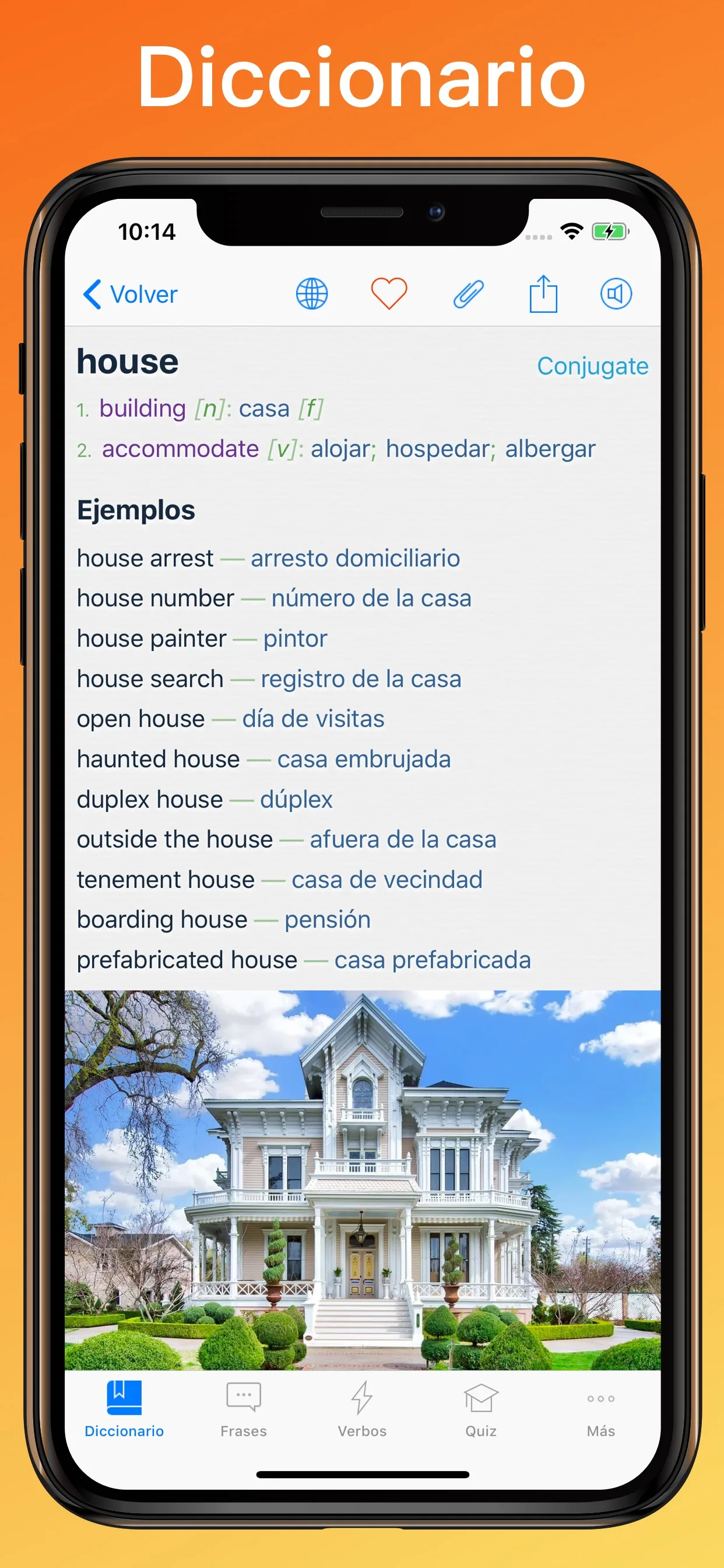 Diccionario Inglés Español + entrada de diccionario en iPhone