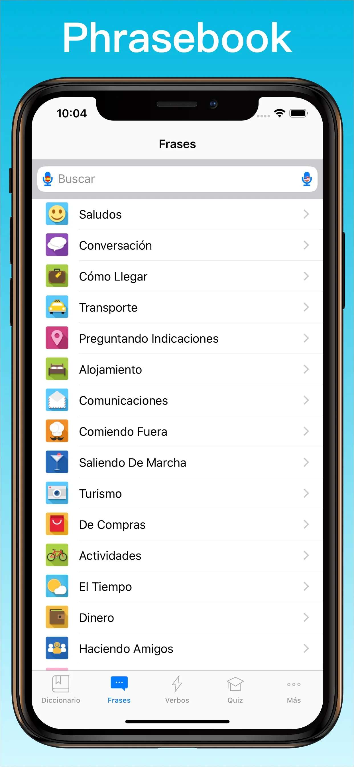 Diccionario Inglés Español + libro de frases en iPhone