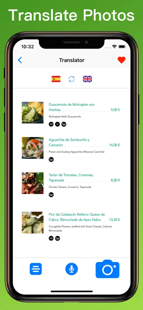 Spanish Translator + photo translator on iPhone