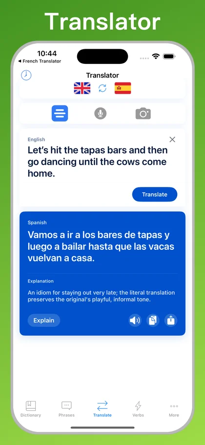 Spanish Translator + text translator on iPhone