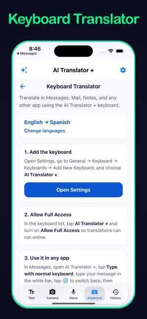 AI Translator keyboard translator screen