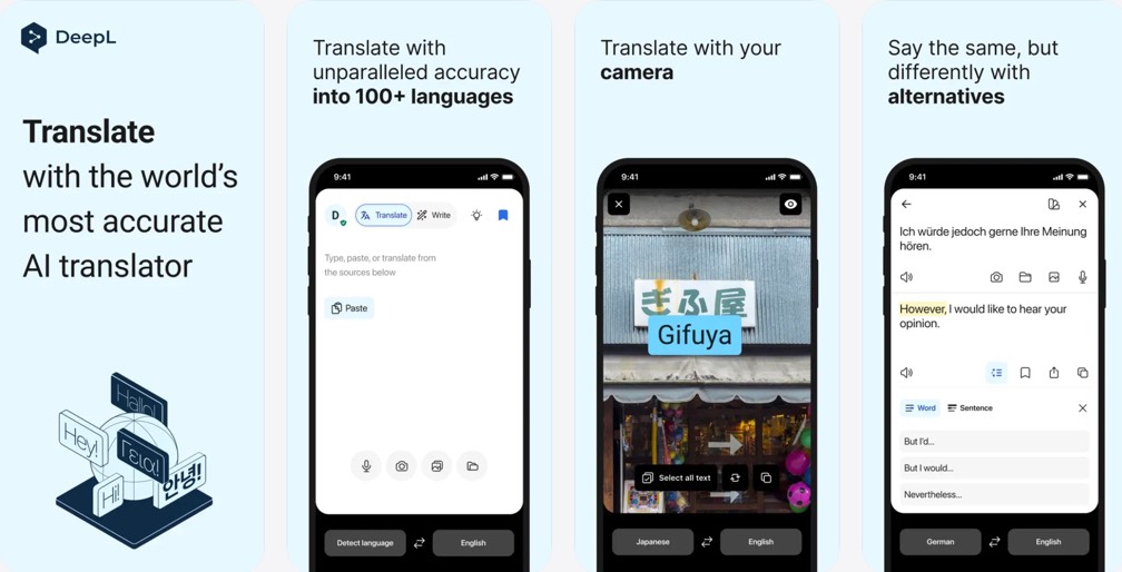 DeepL App Store screenshots