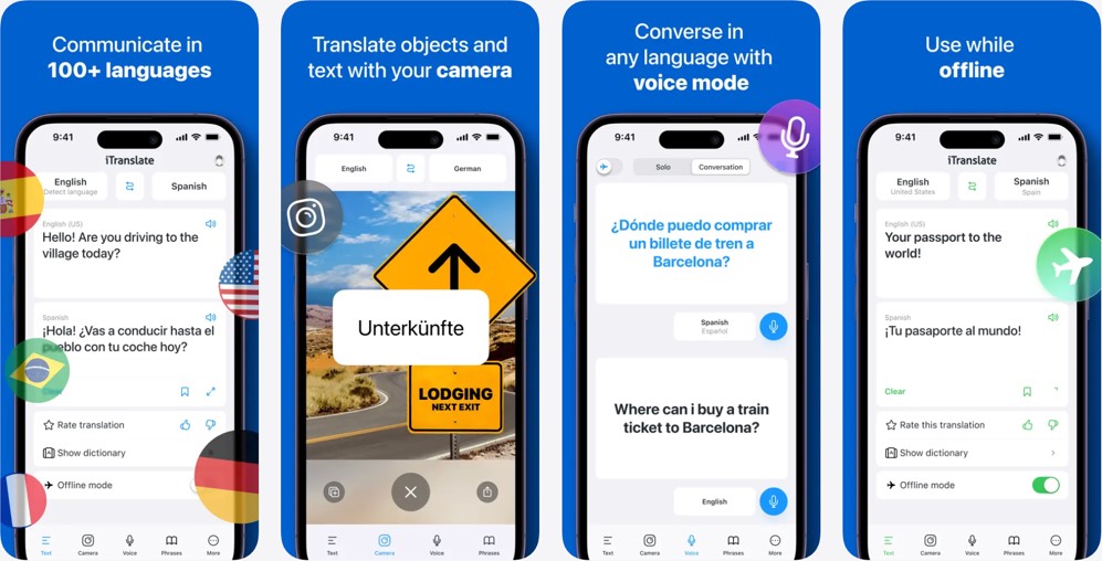 iTranslate App Store screenshots