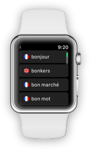 Apple Watch language dictionary