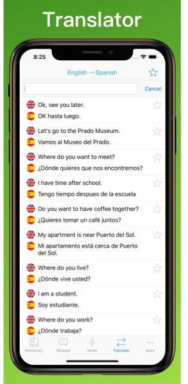 Spanish Translator Dictionary + dictionary screen